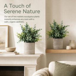 CLEFFNS 2 Pack Small Fake Plants Eucalyptus Potted, Sage Green Small Space Artificial Plants For Bathroom Shelf Office Table Tray Decor - thumbnail 9