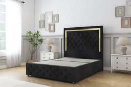 "Comfort Sofia Gold Black Naples Divan Bed Set 2 Drawers Right Side - 54"" Floor Standing & 12"" Footboard 4'6 Double" - thumbnail 3