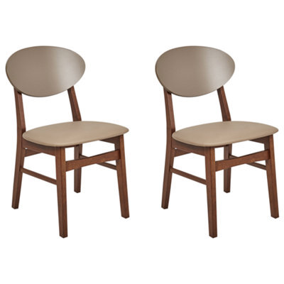 Beliani Set Of 2 Dining Chairs Amery Wood Light Brown/ Brown - image 1