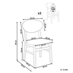 Beliani Set Of 2 Dining Chairs Amery Wood Light Brown/ Brown - thumbnail 3