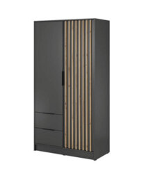 Arte Nelly Contemporary Hinged 2 Door Wardrobe Graphite 2 Drawers 4 Shelves 1 Hanging Rail Lamela Decor (H)2000mm (W)1050mm (D)510mm - thumbnail 2