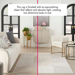 Beige Silver Striped Modern Living Room Bedroom & Dining Room Rug-239Cm X 300Cm - thumbnail 3