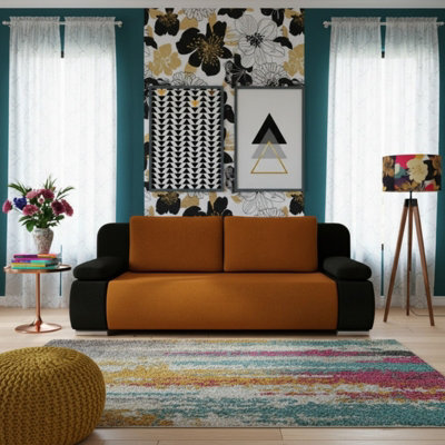 Emma Upholstered Sofa Bed With Storage With Sleeping Function Comfortable And Stylish For The Living Room Orange And Black - image 1