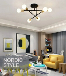 Modern Nordic Minimalist Led Pendant Light  Black  Gold Ceiling Chandelier For Living Room Bedroom  Dining Area - thumbnail 5
