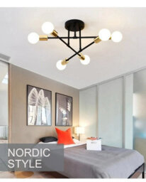 Modern Nordic Minimalist Led Pendant Light  Black  Gold Ceiling Chandelier For Living Room Bedroom  Dining Area - thumbnail 8