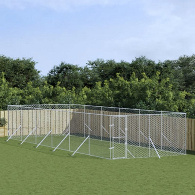 Walplus Outdoor Dog Kennel Silver 4X12X2 M Galvanised Steel - image 1