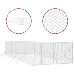 Walplus Outdoor Dog Kennel Silver 4X12X2 M Galvanised Steel - thumbnail 2