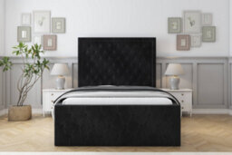 "Sloomy Vienna Black Naples Bed Frame With Mattress With 50"" Upholstered Headboard 2'6 Small Single" - thumbnail 1