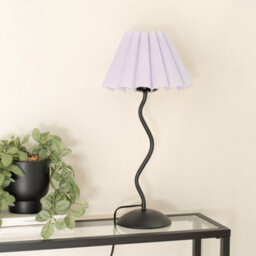 Valuelights Wiggle Black Metal Single Stem Table Lamp With Lilac Scallop Tapered Lamp Shade And Led Bulb - thumbnail 3