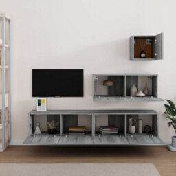 Berkfield 4 Piece Tv Cabinet Set Grey Sonoma Engineered Wood - thumbnail 3