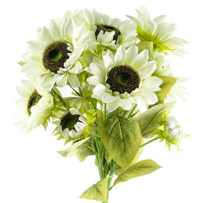 Leaf Pack Of 6 X 88Cm White Artificial Sunflower - 18 Heads - image 1