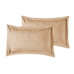 Casabella Satin Stripe Duvet Cover Sets, Single Beige Bedding With Satin Stripes, Single Duvet Set & Pillowcases - thumbnail 6