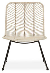 Orsina White Rattan Chair With Black Metal Legs, Hand Woven Rattan Dining Chair, Outdoor Rattan Chair For Garden - thumbnail 1