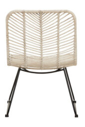 Orsina White Rattan Chair With Black Metal Legs, Hand Woven Rattan Dining Chair, Outdoor Rattan Chair For Garden - thumbnail 4