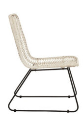 Orsina White Rattan Chair With Black Metal Legs, Hand Woven Rattan Dining Chair, Outdoor Rattan Chair For Garden - thumbnail 3