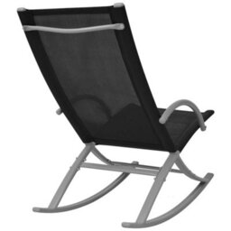Garden Rocking Chairs 2 Pcs Steel And Textilene Black - thumbnail 4