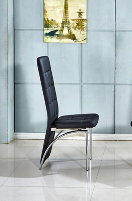 Modernique Set Of 4 Dining Chairs In Faux Leather Chrome Frame Solid Build - image 1