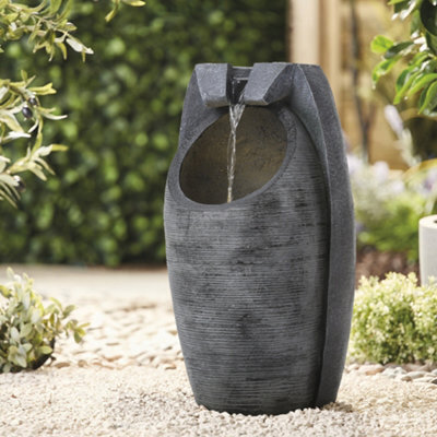 Thehotsale Egg-Shaped Solar Powered Water Fountain Garden Rockery Decor With Light, Perfect For Garden And Yard - image 1