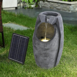 Thehotsale Egg-Shaped Solar Powered Water Fountain Garden Rockery Decor With Light, Perfect For Garden And Yard - thumbnail 2