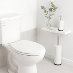 Harbour Housewares Matt White Toilet Brush And Holder - Round Brush With Non Slip Base Rust Resistant Toilet Cleaning Brush Set - thumbnail 7