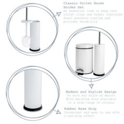 Harbour Housewares Matt White Toilet Brush And Holder - Round Brush With Non Slip Base Rust Resistant Toilet Cleaning Brush Set - thumbnail 2