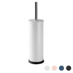 Harbour Housewares Matt White Toilet Brush And Holder - Round Brush With Non Slip Base Rust Resistant Toilet Cleaning Brush Set