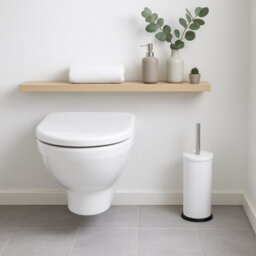 Harbour Housewares Matt White Toilet Brush And Holder - Round Brush With Non Slip Base Rust Resistant Toilet Cleaning Brush Set - thumbnail 8