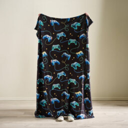 Catherine Lansfield Gamer Cosy Fleece 130X170Cm Blanket Throw Black - thumbnail 3
