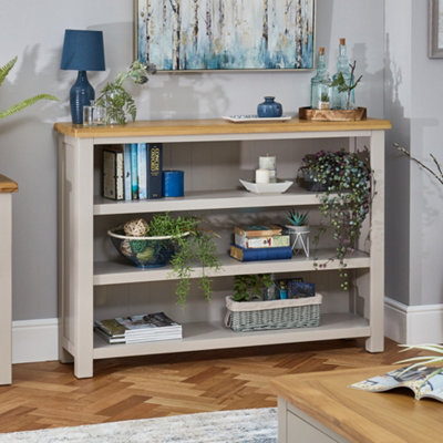 The Furniture Market Cotswold Grey Painted Wide Low Bookcase - image 1