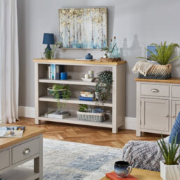 The Furniture Market Cotswold Grey Painted Wide Low Bookcase - thumbnail 3