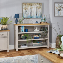 The Furniture Market Cotswold Grey Painted Wide Low Bookcase - thumbnail 5