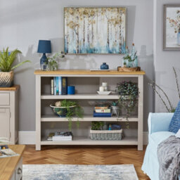 The Furniture Market Cotswold Grey Painted Wide Low Bookcase - thumbnail 2