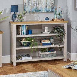 The Furniture Market Cotswold Grey Painted Wide Low Bookcase