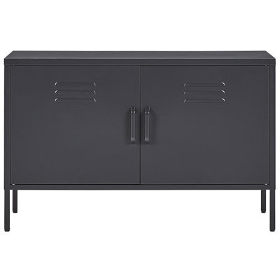 Wyld And Coco Ironcraft 2-Door Matte Black Steel Sideboard For Home Office, 100 X 40 X 65 Cm - image 1