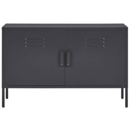 Wyld And Coco Ironcraft 2-Door Matte Black Steel Sideboard For Home Office, 100 X 40 X 65 Cm - thumbnail 1