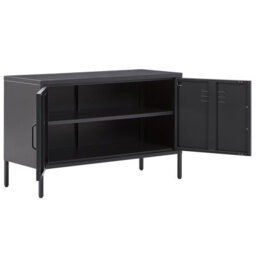 Wyld And Coco Ironcraft 2-Door Matte Black Steel Sideboard For Home Office, 100 X 40 X 65 Cm - thumbnail 5