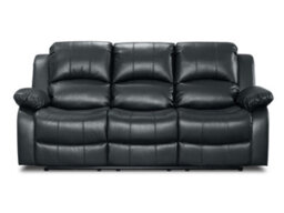 Electric Recliner Sofa In Black Faux Leather Fabric 3 Seater Sofa - thumbnail 4