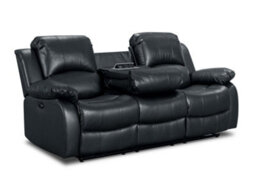 Electric Recliner Sofa In Black Faux Leather Fabric 3 Seater Sofa - thumbnail 5