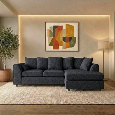 Gamzo Outlet L Shape Sofa Right Hand Facing Beige Firm Seating Couch Strong Wooden Frame Alaska Fabric Corner Sofa - image 1