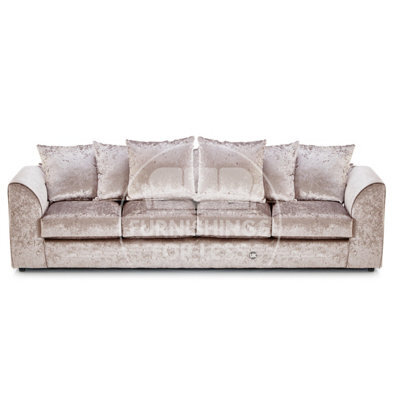 Furnishings For Less UK Crystal Crushed Velvet Fabric Long 4 Seater Sofa  Mink - Scatter Back - image 1
