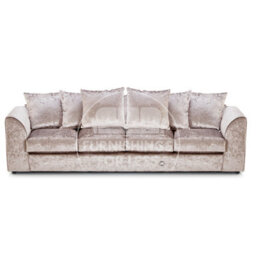 Furnishings For Less UK Crystal Crushed Velvet Fabric Long 4 Seater Sofa  Mink - Scatter Back