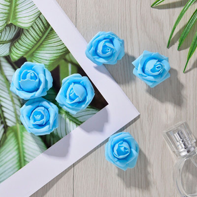 Living And Home 50-Pack Light Blue Foam Rose Heads For Wedding Decorations - image 1