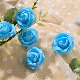 Living And Home 50-Pack Light Blue Foam Rose Heads For Wedding Decorations - thumbnail 4