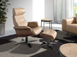 Angel Cerda Stylish Sand Leather Ottoman For Modern Living Rooms - thumbnail 2