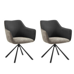 Home Detail Lisbon Fabric Swivel Dining Chair Set Of 2, Grey/beige - thumbnail 1