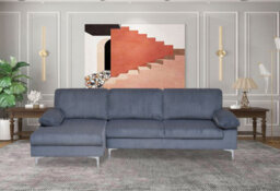 Eco Living Ravenna Jumbo Cord Sectional Corner Left Hand Facing Sofa In Grey - thumbnail 1