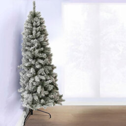 Neo 7Ft Half Xmas Snow Flocked Christmas Tree Slim Space Saving Corner Foldable Metal Stand - thumbnail 8