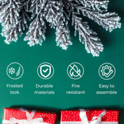 Neo 7Ft Half Xmas Snow Flocked Christmas Tree Slim Space Saving Corner Foldable Metal Stand - thumbnail 4