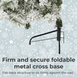 Neo 7Ft Half Xmas Snow Flocked Christmas Tree Slim Space Saving Corner Foldable Metal Stand - thumbnail 5