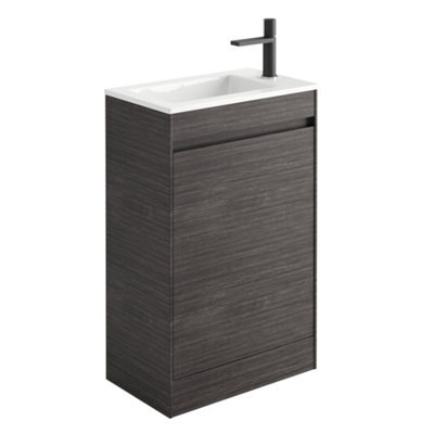 Plum&clay Rigel Dark Oak Floor Standing Cloakroom Vanity Unit With Resin Basin (W)55Cm (H)87Cm - image 1